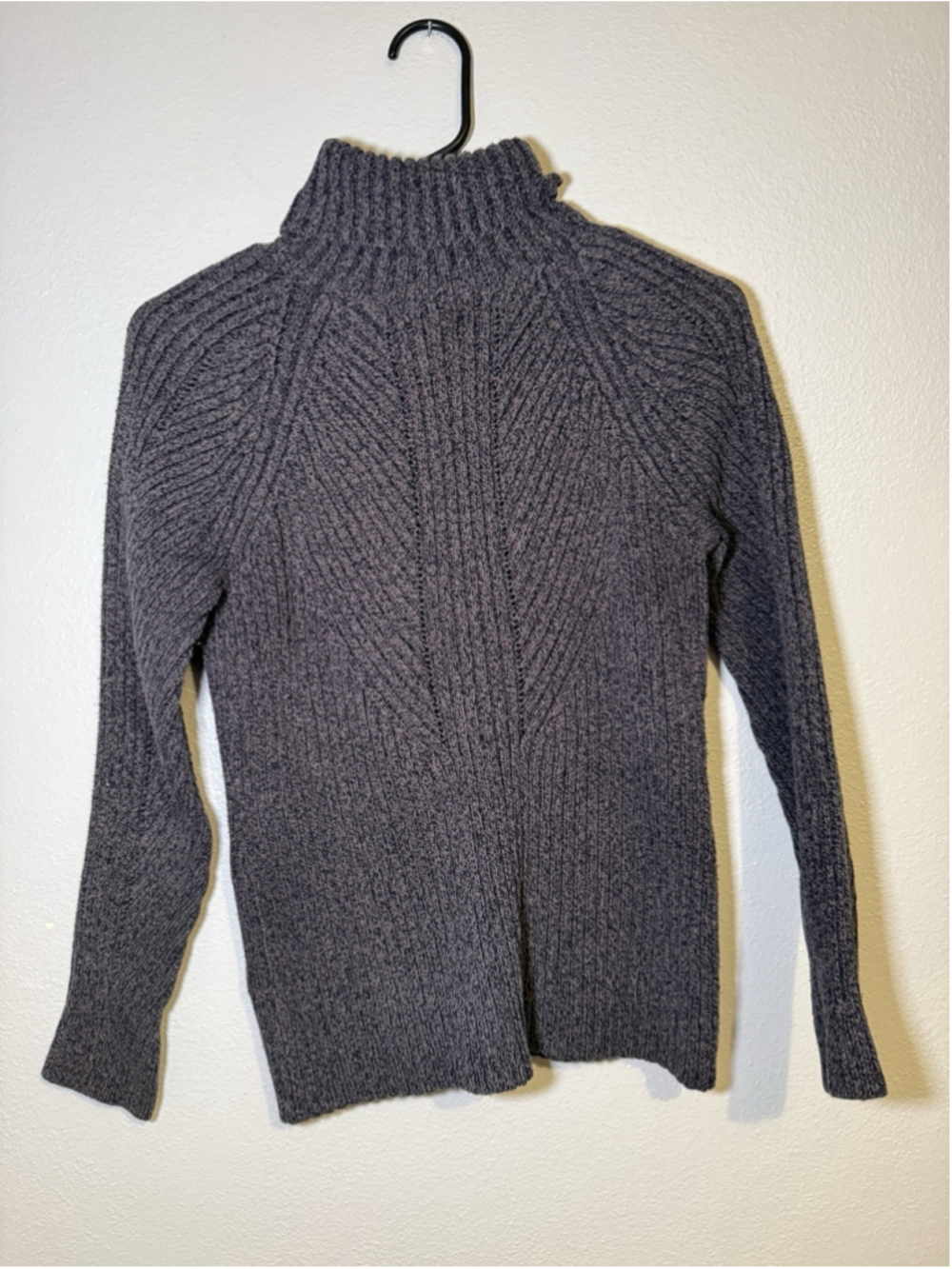 Sundance Sz M Toasty Dimensions Ribbed Turtleneck Sweater Cotton Silk Gray